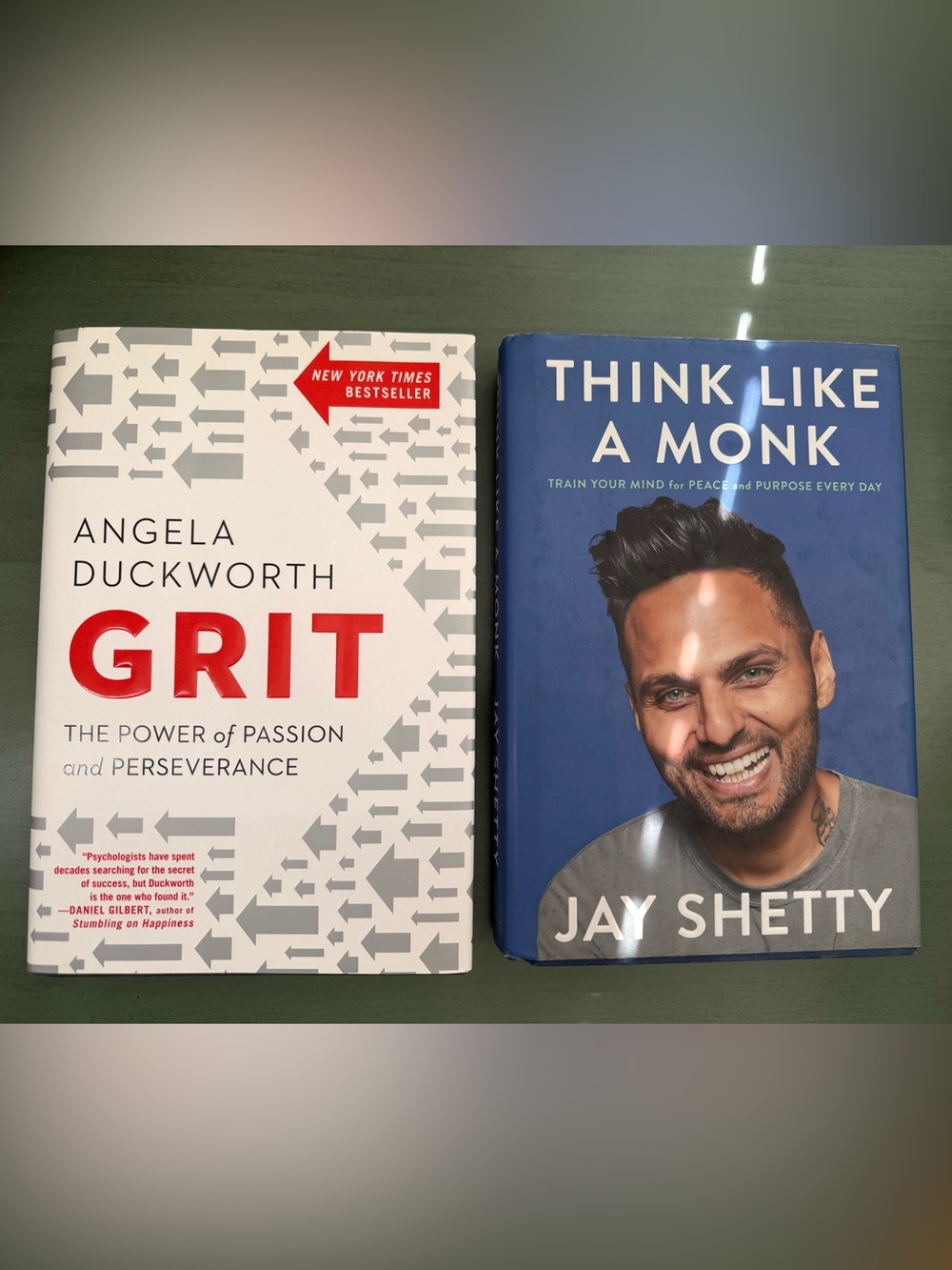 Self Help Book Bundle:Grit + Think Like a Monk Hardcover Motivation Mindset Book